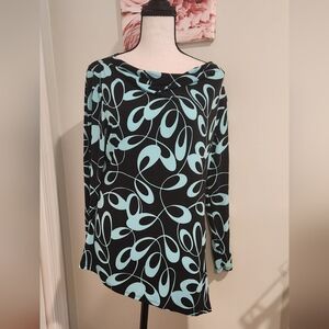 Susan Lawrence Black and Light Blue Blouse